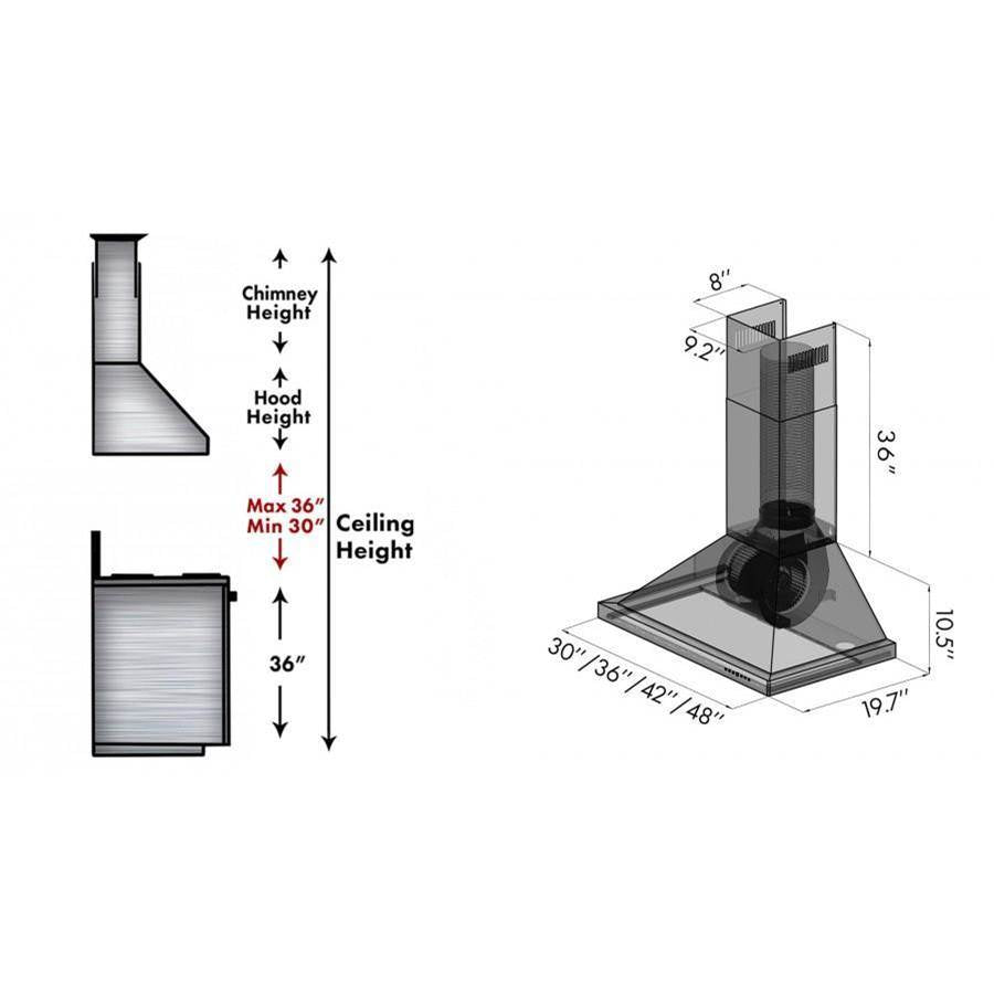 48'' Designer Series DuraSnow Stainless Steel Wall Mount Range Hood