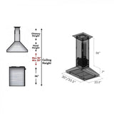 36'' Designer Series Hand Hammered Copper Island Mount Range Hood