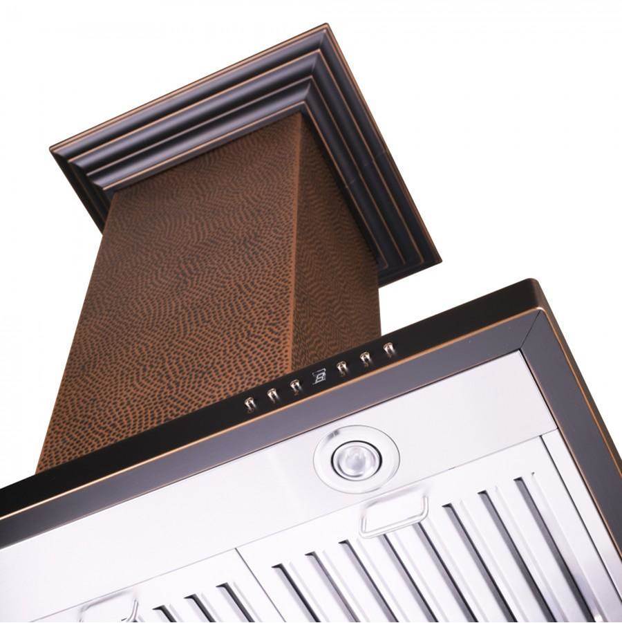 36'' Designer Series Hand Hammered Copper Island Mount Range Hood