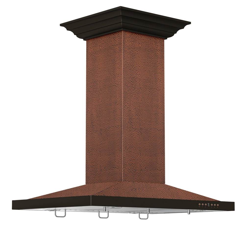 36'' Designer Series Hand Hammered Copper Island Mount Range Hood