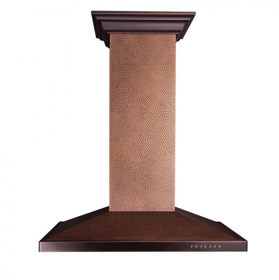 36'' Designer Series Hand Hammered Copper Island Mount Range Hood