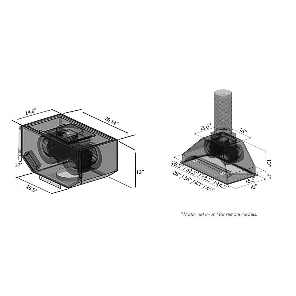 46'' Remote Blower Range Hood Insert in Stainless Steel