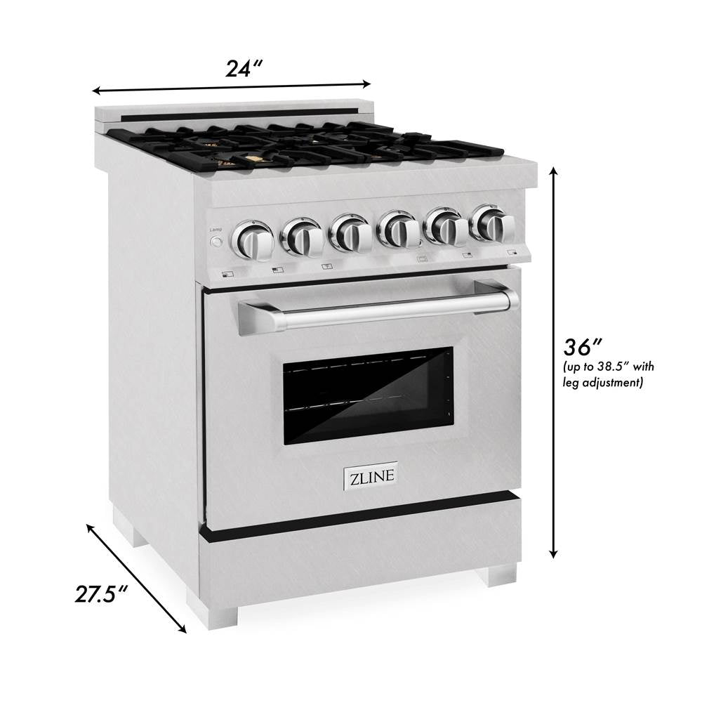 24'' 2.8 cu. ft. Electric Oven and Gas Cooktop Dual Fuel Range with Griddle and Brass Burners in Fingerprint Resistant Stainless