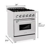 24'' 2.8 cu. ft. Electric Oven and Gas Cooktop Dual Fuel Range with Griddle and Brass Burners in Fingerprint Resistant Stainless