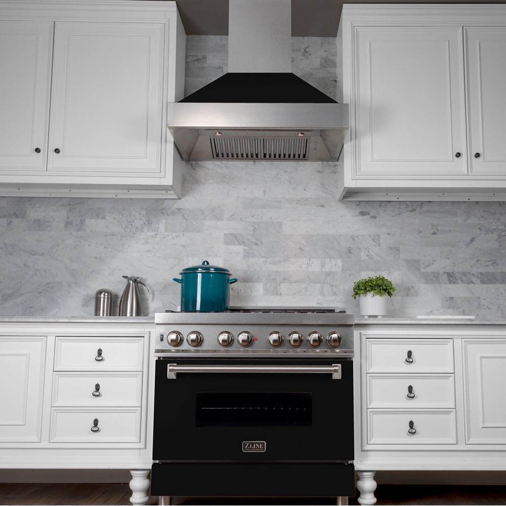 48'' DuraSnow Stainless Steel Range Hood with Black Matte Shell