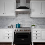 48'' DuraSnow Stainless Steel Range Hood with Black Matte Shell