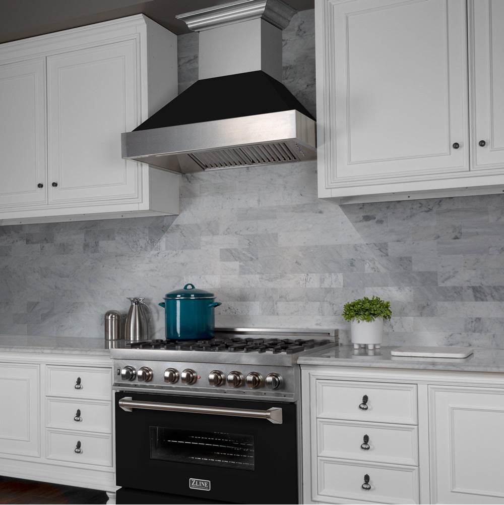48'' DuraSnow Stainless Steel Range Hood with Black Matte Shell