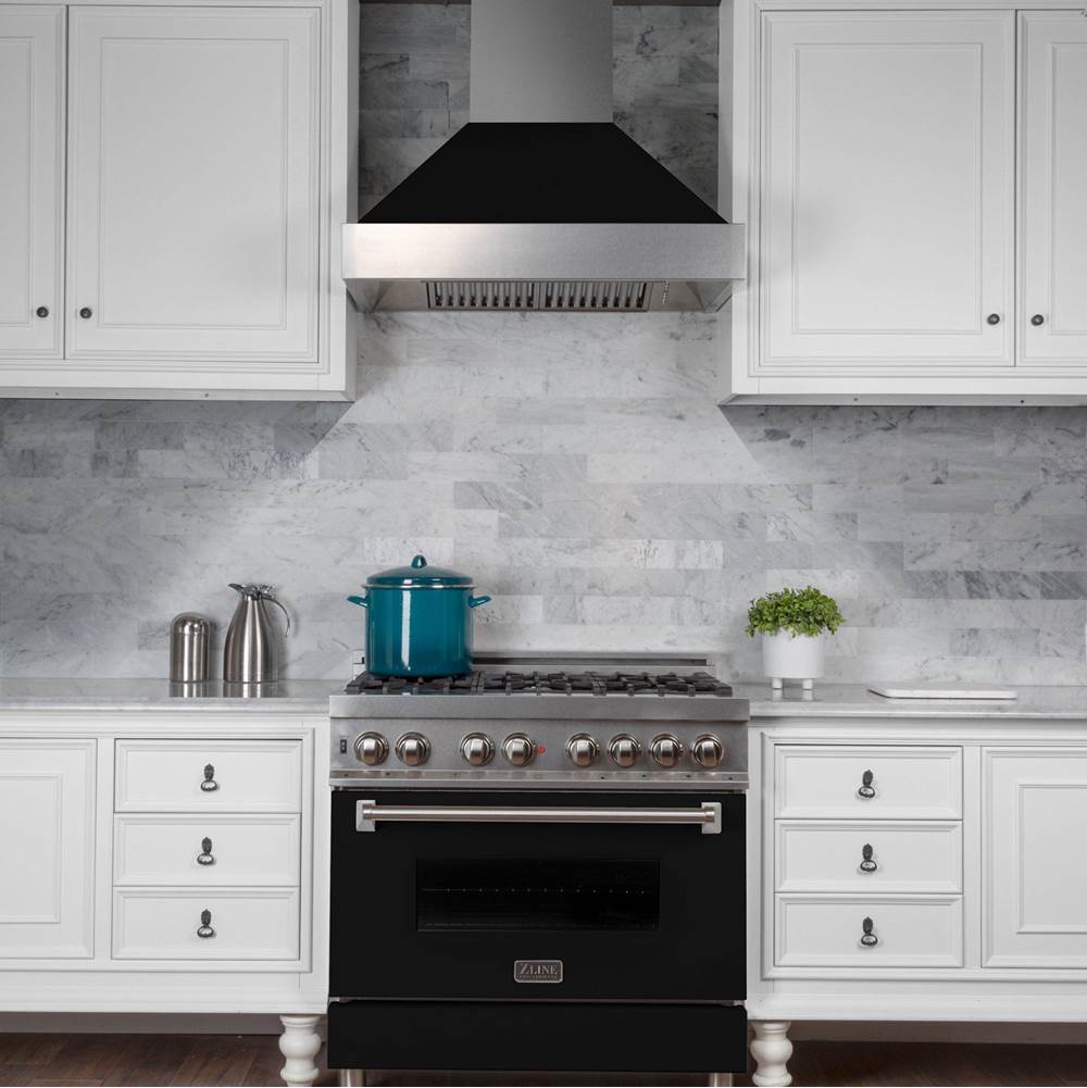 48'' DuraSnow Stainless Steel Range Hood with Black Matte Shell
