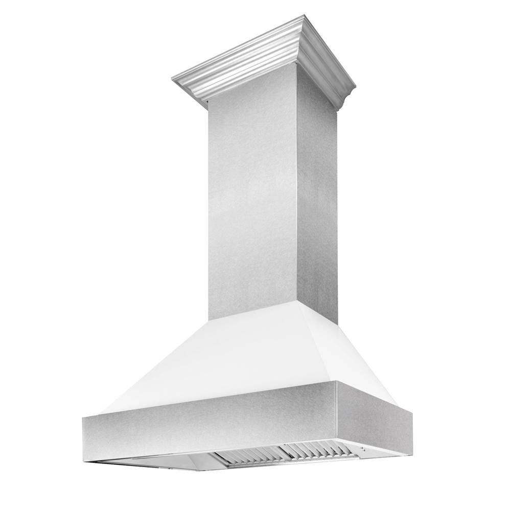 Z-Line - 48'' DuraSnow Stainless Steel Range Hood with White Matte Shell