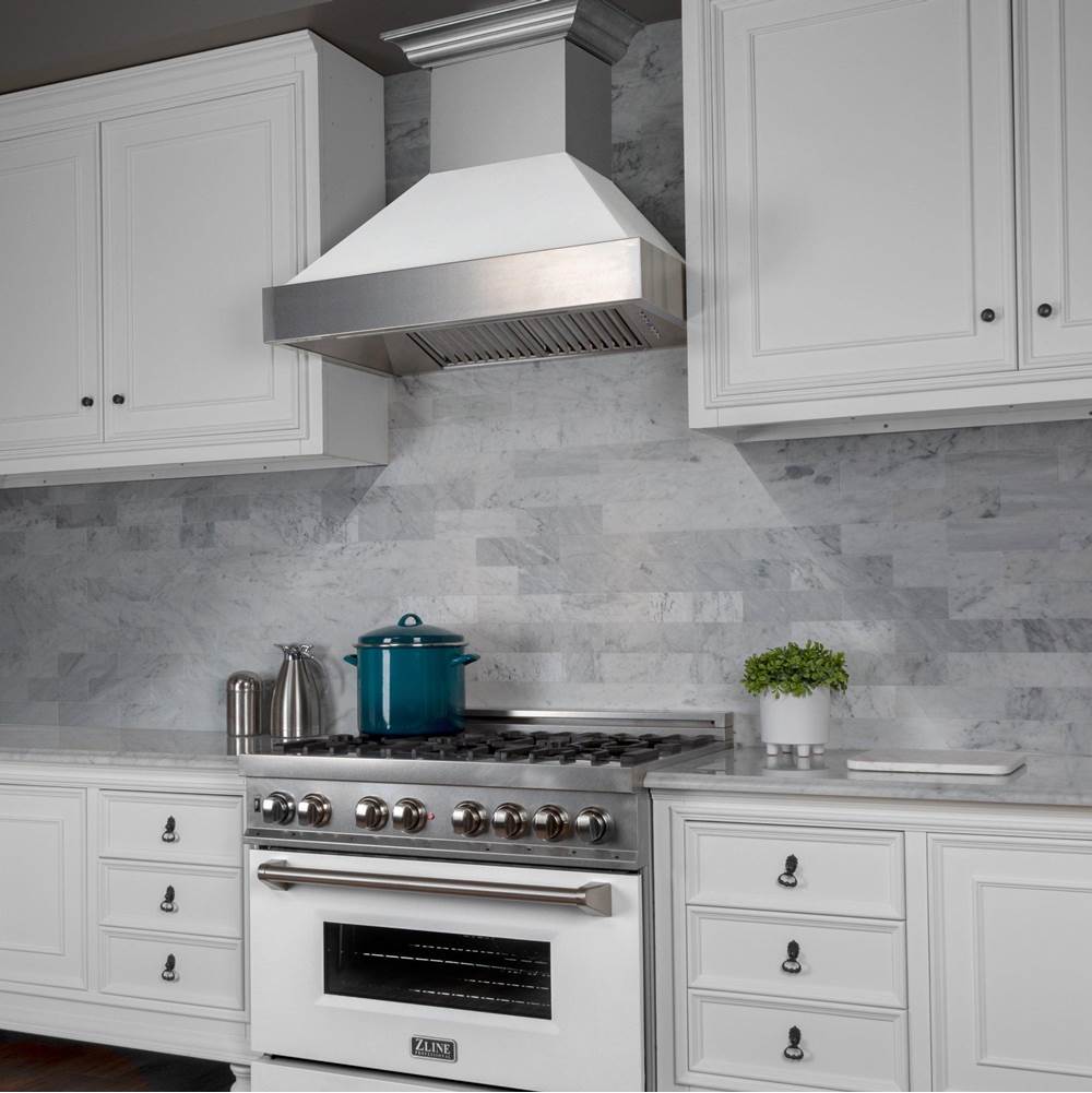 48'' DuraSnow Stainless Steel Range Hood with White Matte Shell