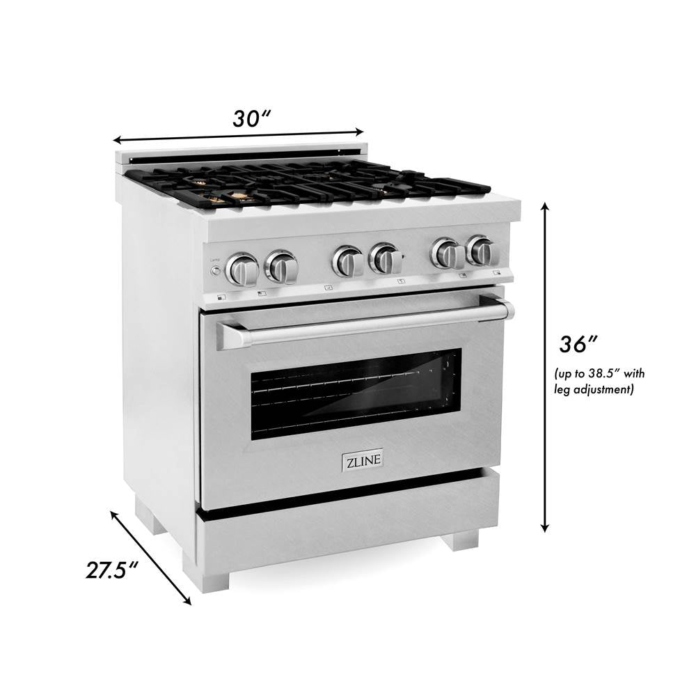 30'' 4.0 cu. ft. Electric Oven and Gas Cooktop Dual Fuel Range with Griddle and Brass Burners in Fingerprint Resistant Stainless