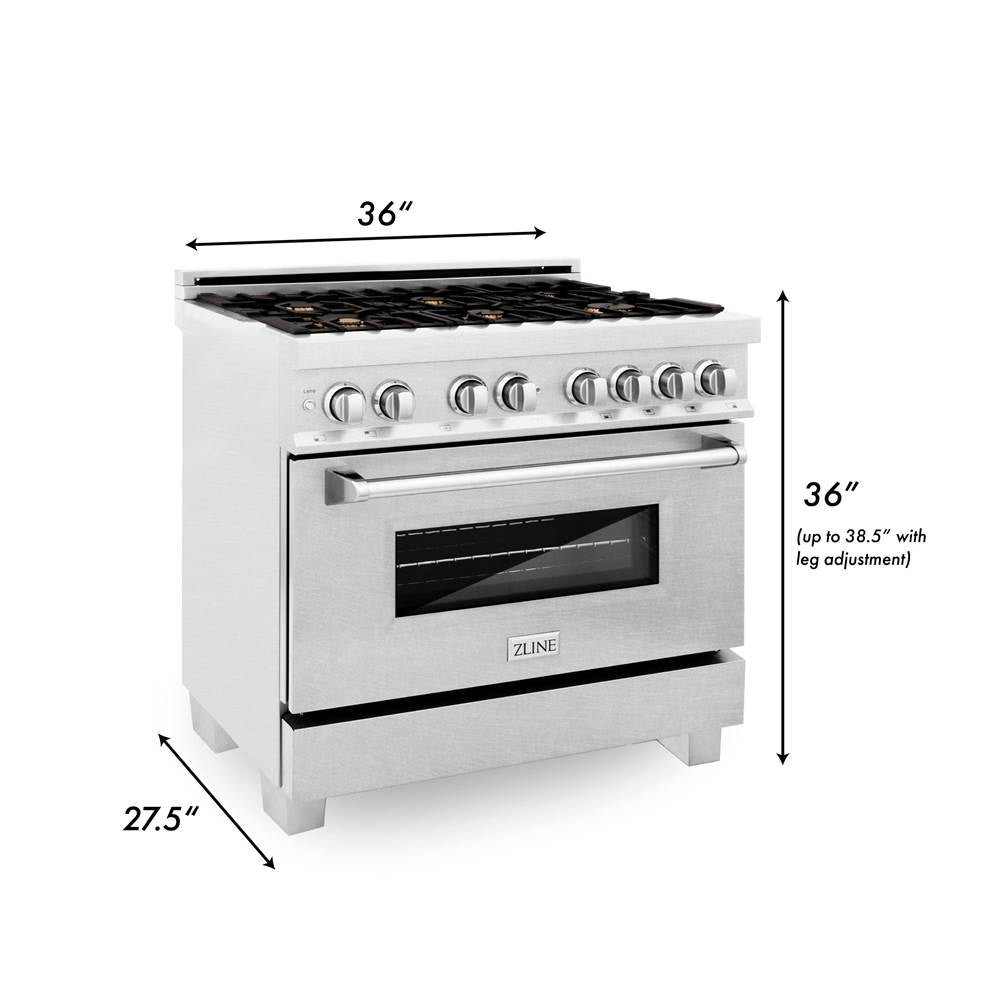 36'' 4.6 cu. ft. Electric Oven and Gas Cooktop Dual Fuel Range with Griddle and Brass Burners in Fingerprint Resistant Stainless