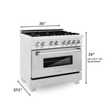 36'' 4.6 cu. ft. Electric Oven and Gas Cooktop Dual Fuel Range with Griddle and Brass Burners in Fingerprint Resistant Stainless