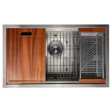 Z-Line - Garmisch 30'' Undermount Single Bowl Sink in DuraSnow Stainless Steel with Accessories - DuraSnow Stainless Steel
