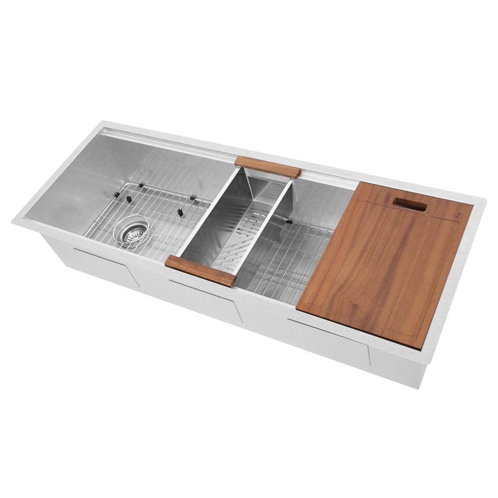 Z-Line - Garmisch 45'' Undermount Single Bowl Sink in DuraSnow Stainless Steel with Accessories - DuraSnow Stainless Steel