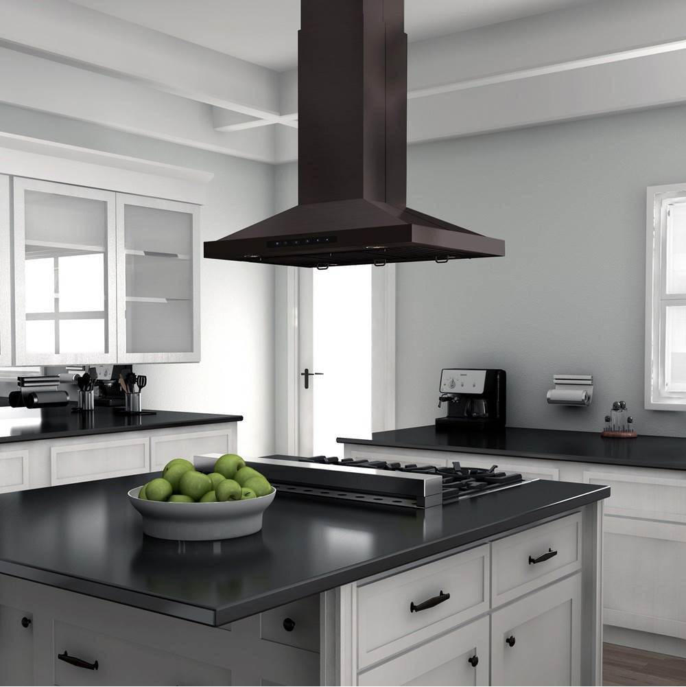 48'' Island Mount Range Hood in Black Stainless Steel