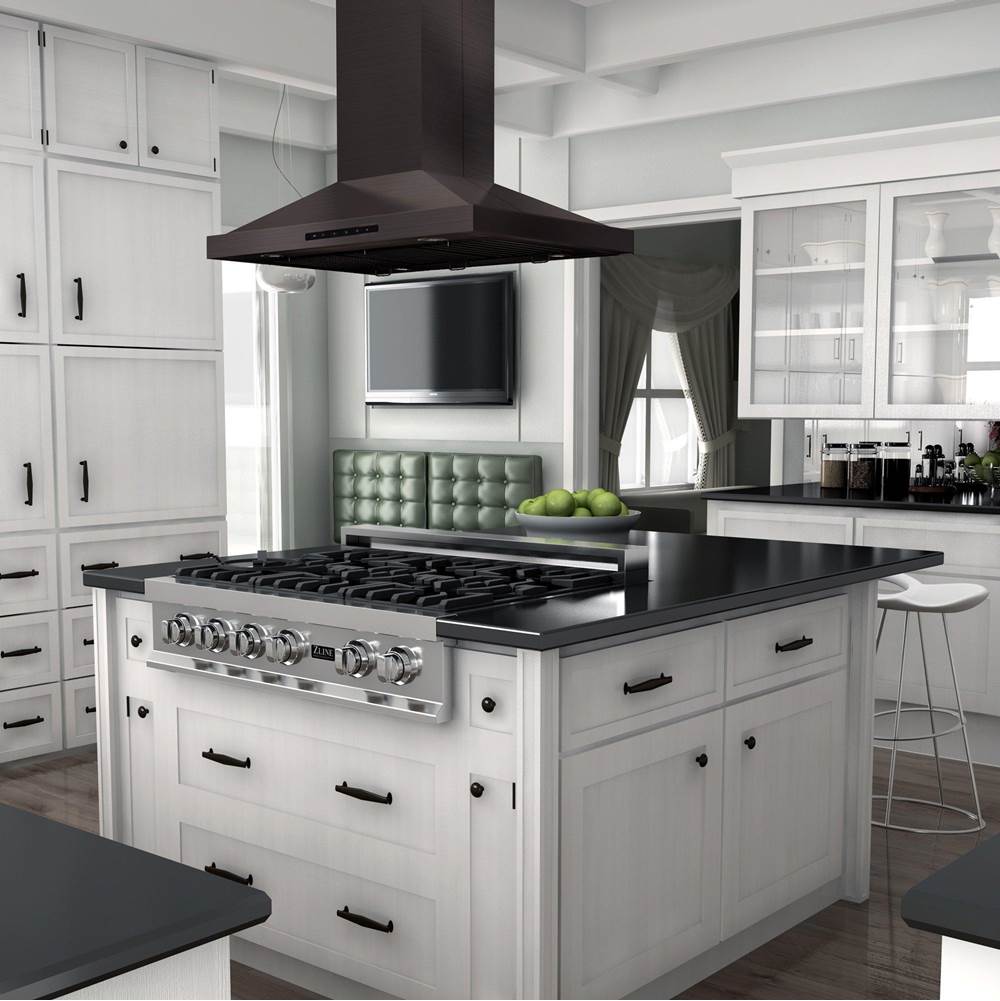 48'' Island Mount Range Hood in Black Stainless Steel