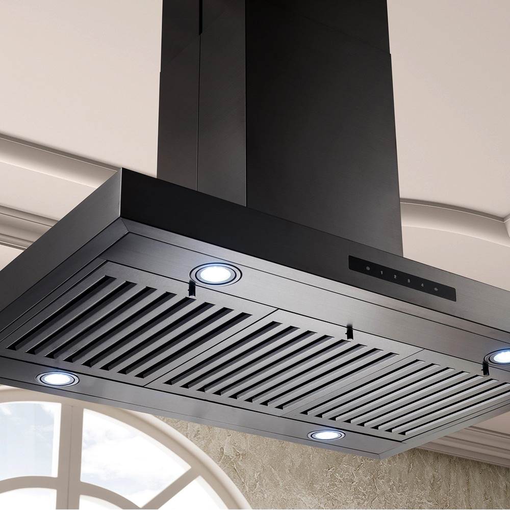 36'' Island Mount Range Hood in Black Stainless Steel