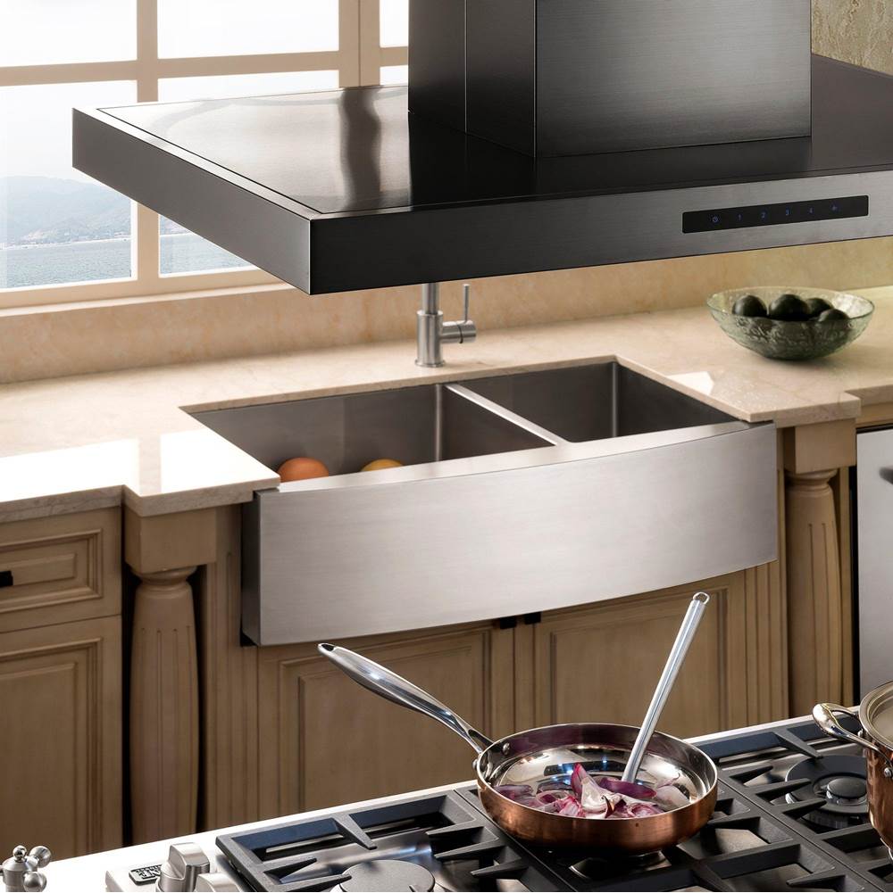 36'' Island Mount Range Hood in Black Stainless Steel
