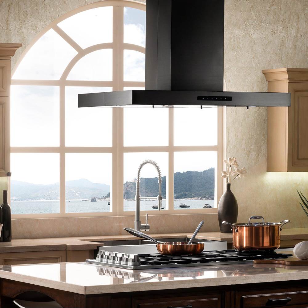 36'' Island Mount Range Hood in Black Stainless Steel