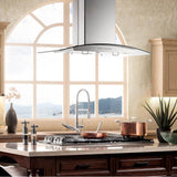 36'' Island Mount Range Hood in Stainless Steel & Glass