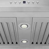36'' Island Mount Range Hood in Stainless Steel & Glass