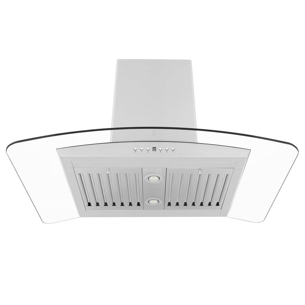 36'' Island Mount Range Hood in Stainless Steel & Glass