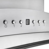36'' Island Mount Range Hood in Stainless Steel & Glass