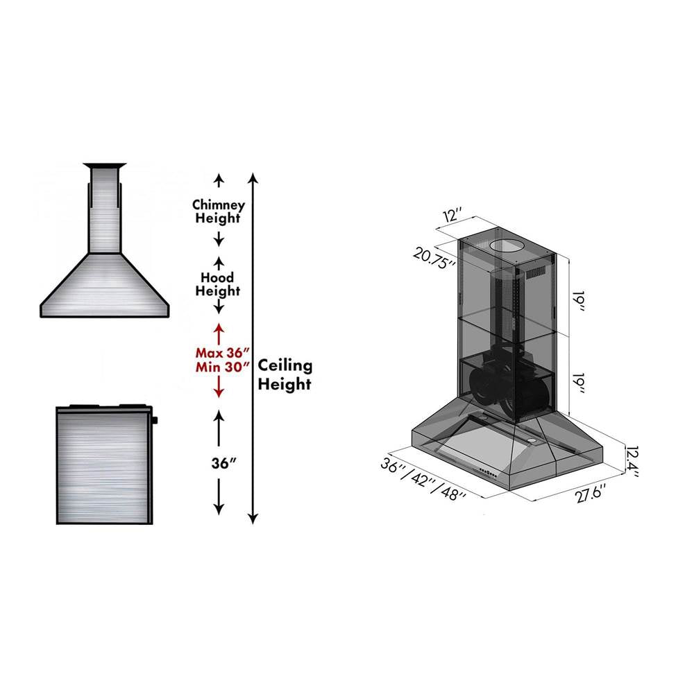 48'' Outdoor Island Mount Range Hood in Stainless Steel