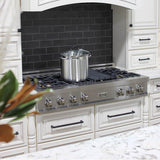 48'' Porcelain Gas Stovetop in DuraSnow Stainless Steel with 7 Gas Brass Burners and Griddle