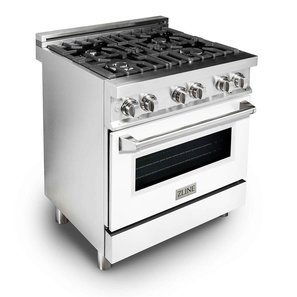 Z-Line - 30'' Professional Dual Fuel Range with White Matte Door - White Matte