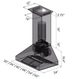 60'' Professional Wall Mount Range Hood in Stainless Steel with Built-in CrownSound Bluetooth Speakers