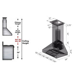 60'' Professional Wall Mount Range Hood in Stainless Steel with Built-in CrownSound Bluetooth Speakers