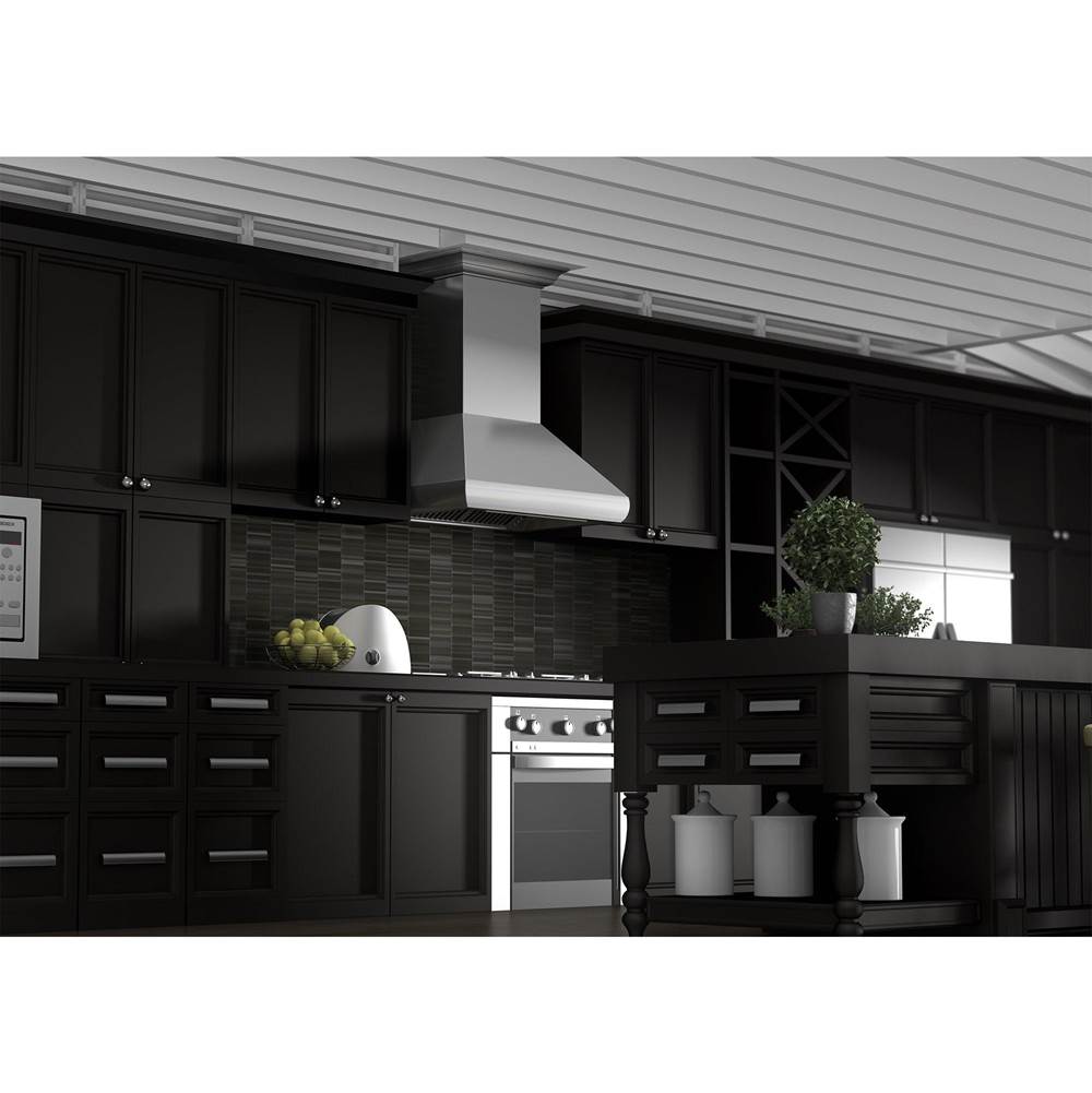 48'' Professional Wall Mount Range Hood in Stainless Steel with Crown Molding