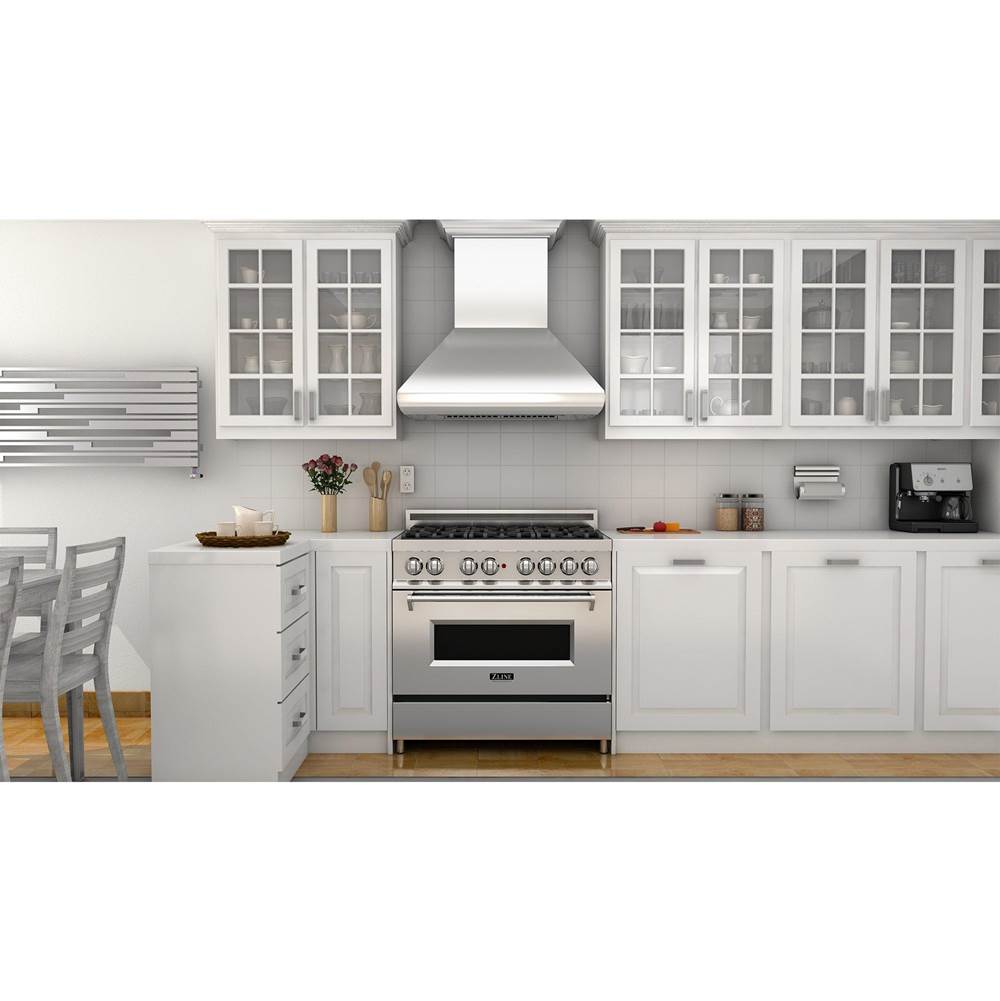 48'' Professional Wall Mount Range Hood in Stainless Steel with Crown Molding