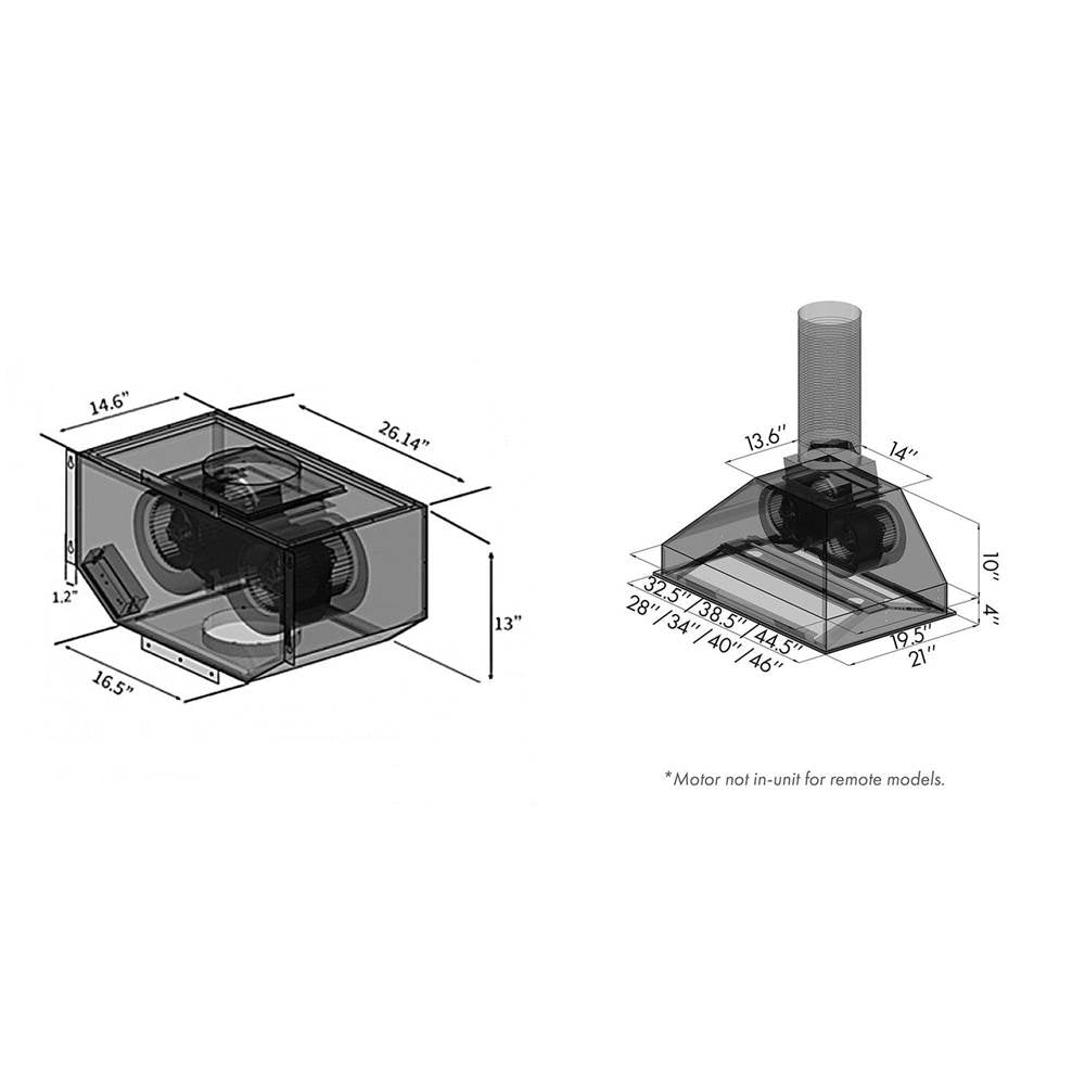 46'' Remote Blower Range Hood Insert in Stainless Steel