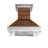 36'' Shiplap Wooden Wall Range Hood with Stainless Steel Accent - Includes Motor