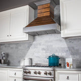 36'' Shiplap Wooden Wall Range Hood with Stainless Steel Accent - Includes Motor