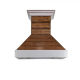Z-Line - 36'' Shiplap Wooden Wall Range Hood with Stainless Steel Accent - Includes Motor