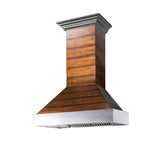 36'' Shiplap Wooden Wall Range Hood with Stainless Steel Accent - Includes Motor