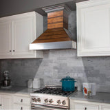 36'' Shiplap Wooden Wall Range Hood with Stainless Steel Accent - Includes Motor