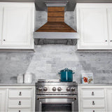 36'' Shiplap Wooden Wall Range Hood with Stainless Steel Accent - Includes Motor