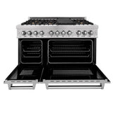 48'' 6.0 cu. ft. Electric Oven and Gas Cooktop Dual Fuel Range with Griddle and Brass Burners in Fingerprint Resistant Stainless