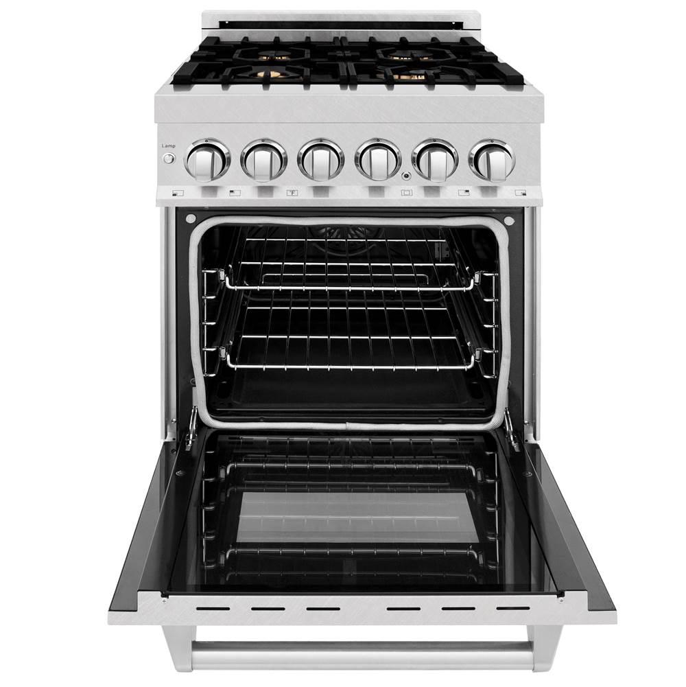 24'' 2.8 cu. ft. Electric Oven and Gas Cooktop Dual Fuel Range with Griddle and Brass Burners in Fingerprint Resistant Stainless