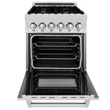 24'' 2.8 cu. ft. Electric Oven and Gas Cooktop Dual Fuel Range with Griddle and Brass Burners in Fingerprint Resistant Stainless