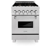 24'' 2.8 cu. ft. Electric Oven and Gas Cooktop Dual Fuel Range with Griddle and Brass Burners in Fingerprint Resistant Stainless