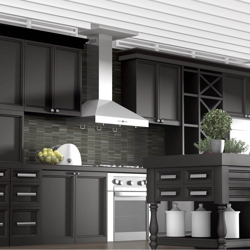 48'' Wall Mount Range Hood in Stainless Steel with Crown Molding