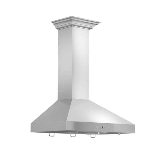 Z-Line - 30'' Wall Mount Range Hood in Stainless Steel with Crown Molding