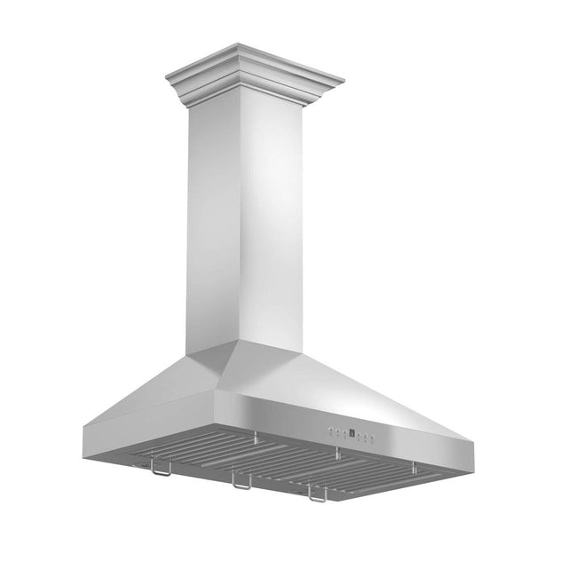 Z-Line - 42'' Wall Mount Range Hood in Stainless Steel with Crown Molding