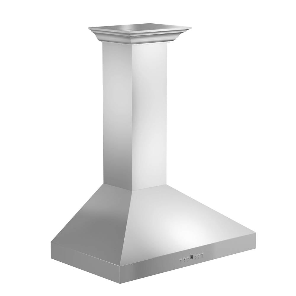 Z-Line - 36'' Wall Mount Range Hood in Stainless Steel with Crown Molding
